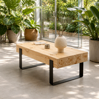Table basse en bois massif style Wabi-Sabi, vieilli, rustique, vintage américain, nordique, pour salon et maisons d'hôtes