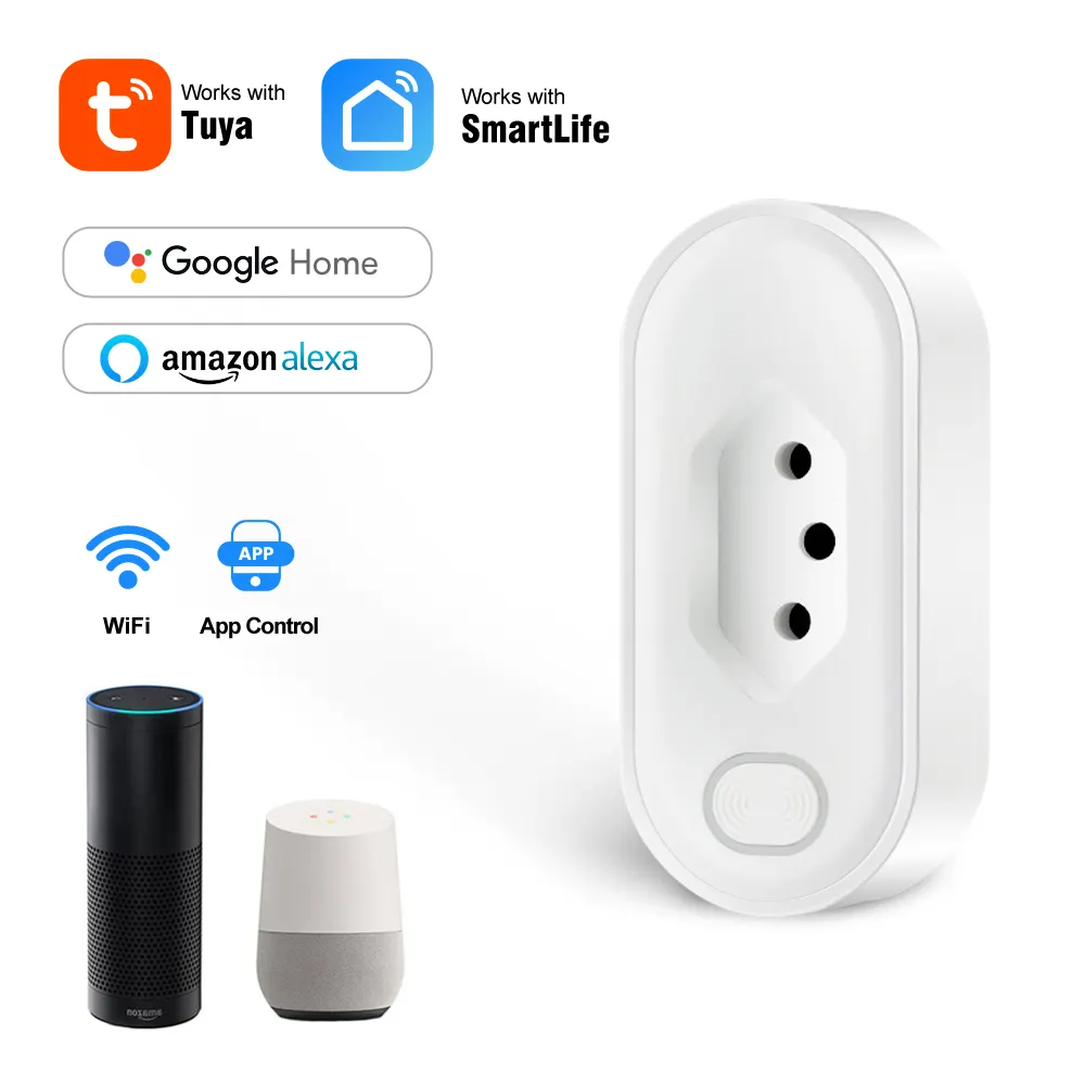 AVATTO Tuya Wifiスマート電源ソケットプラグブラジル、電力エネルギーモニタリングAPP Alexa Google Home Voice Control