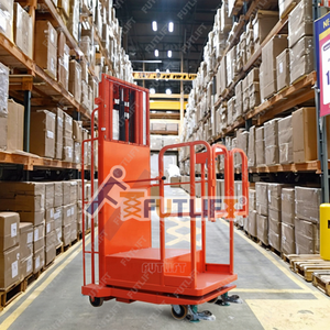 Nouveau 4m 4.5m <span class=keywords><strong>Semi</strong></span>-électrique Préparateur de commandes de haut niveau Matériau en acier Chaîne Type d'élingue pour les hôtels de détail Usine de fabrication - Product Image 3