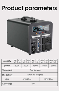 Système d'énergie solaire, batterie 2000W 2400Wh 110V 220V, générateur solaire portable, station CE IEC pour la maison - Product Image 3