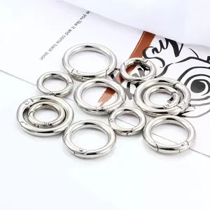 Stainless steel spring carabiner hook metal round keychain o ring