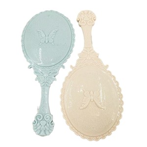 Handheld makeup <b>mirror</b>, European retro style, <b>small</b> oval, portable, with handle, 2 yuan. - Product Image 5