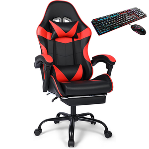 Chaise de gaming rouge vibrante entièrement personnalisable avec <span class=keywords><strong>coussin</strong></span> en mousse épaisse, idéale pour la maison, l'e-sport, la relaxation et le bureau, la meilleure chaise <span class=keywords><strong>gamer</strong></span> pivotante. - Product Image 1