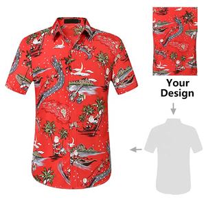 Повседневный квадратный с сублимационной печатью со стразами на заказ с логотипом кубинского воротника льняная пуговица для боулинга Мужская гавайская рубашка - Product Image 3