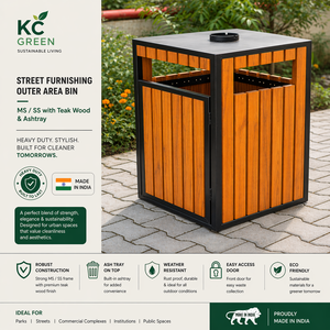 ถังขยะไม้กลางแจ้งแบบเปิดด้านบน ดีไซน์เรขาคณิต เป็นมิตรกับสิ่งแวดล้อม เหมาะสำหรับสวนสาธารณะและสวนในบ้าน - Product Image 6