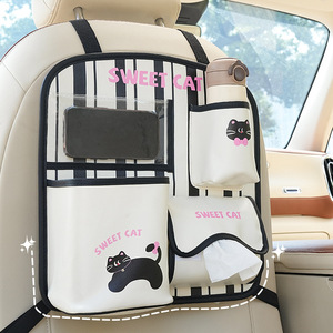 Bolsa de almacenamiento para el respaldo del asiento del coche Sweet Cat, con bolsillo para pañuelos y portavasos, para la organización del interior del vehículo - Product Image 3