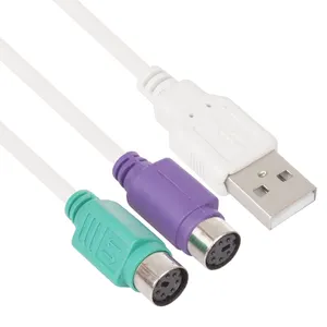 In Stock PS2 to USB Splitter USB 2.0 to PS/2 Converter Cable USB Type A to PS/2 Female Cable Adapter for Keyboard Mouse