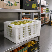 Caisse pliable en plastique à mailles avec couvercle pour le transport et le stockage de fruits et légumes, ventilée et pliable, vente en gros