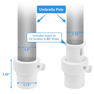 Adaptateur de manchon stabilisateur pour poteau de parasol de piscine, 3,81 cm et 3,43 cm, pour la natation et les sports nautiques, base de piscine gonflable - Product Image 2