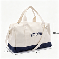 Sac de voyage week-end en toile de coton premium avec logo personnalisé, grande capacité, robuste, sac de voyage de nuit pour l'extérieur, sac de sport écologique