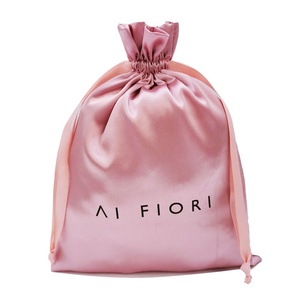 Pochette en satin réutilisable écologique anti-poussière avec cordon de serrage, logo personnalisé, en fausse soie, pour emballage de perruques, protège-poussière et masques pour les yeux – Vente en gros - Product Image 1