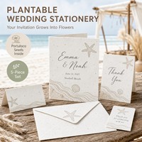 Boho Strand-Hochzeits-Set mit Pflanzpapier, Küstengewässer- und Seestern-Motiven, Individuell Anpassbar, Großhandel, Öko-Freundlich