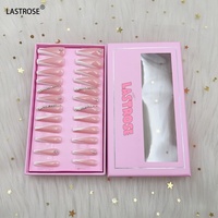 Boîte d'emballage pour faux ongles, boîte en papier pour ongles pressés avec fenêtre transparente, boîte d'emballage de marque pour ongles pressés