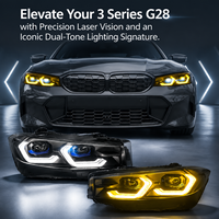 Pour BMW Nouvelle Série 3 G28 2023-2026, Ensemble de phares Spoon, LED DRL bicolore blanc et doré commutable avec lentille laser