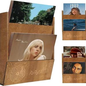 Wooden <b>wall</b>-mounted CD rack for bedroom and living room, decorative <b>vinyl</b> record storage rack made of solid wood. - Product Image 4