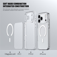 Étui magnétique de luxe transparent antichoc en acrylique pour iPhone 17 Air 17 Pro 18 Pro Max, coque arrière rigide en PC antichoc compatible avec la recharge sans fil