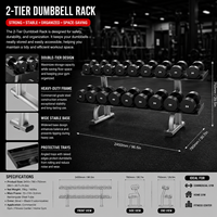 Support de Rangement Commercial Robuste pour Haltères SK à 2 Niveaux, en Acier de 3 mm, pour Bancs de Musculation et Stations de Rangement de Gym