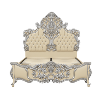 Lit King Size Baroque Noir et Or Moderne de Luxe, Cadre de Lit Sculpté à la Main, Capitonnage Rembourré pour Projet Villa, Palais, Hôtel