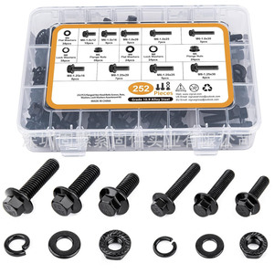 252pcs Grade 10.9 <b>Black</b> Flange <b>Bolt</b> Set Hex Socket <b>Bolts</b> <b>Nuts</b> Washers Assortment Kit M6 M8 Alloy Steel Boxed - Product Image 1
