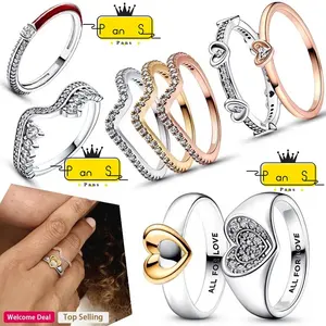 Penjualan Terbaik perhiasan wanita 925 perak murni tiga cincin saling mengunci cincin cocok untuk Aksesori ipandoireer asli