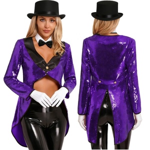 Conjunto de disfraz de mago para mujer, frac con sombrero, cuello con lazo, guantes para cosplay, fiesta temática, juego de rol, actuación en escenario - Product Image 2