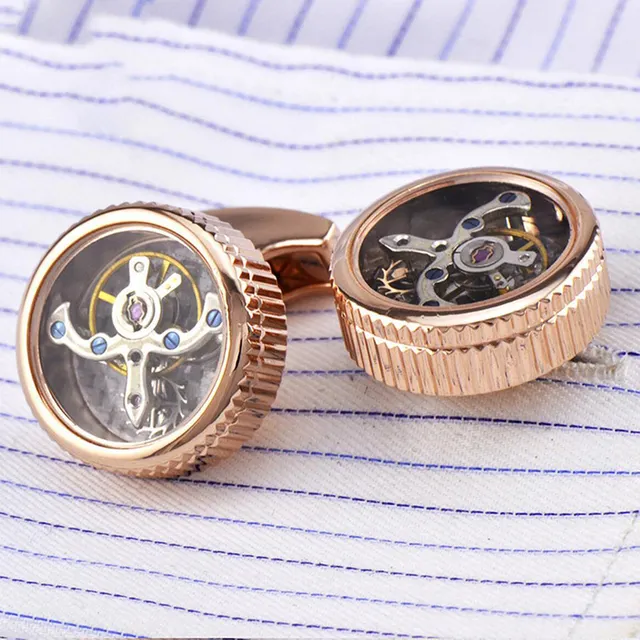 पुरुषों कफ़लिंक आंदोलन Tourbillon Mens यांत्रिक घड़ी Steampunk गियर के लिए Cufflink कफ लिंक उपहार के लिए पुरुषों शर्ट सामान