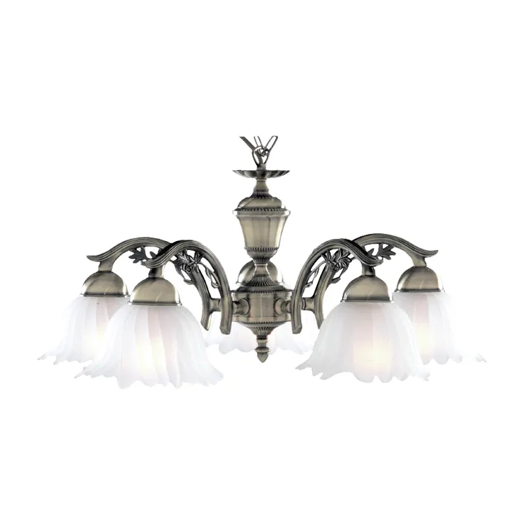 European Vintage White Glass Chandelier Modern Luxury Indoor Decorative Lighting 4 Light Fixture