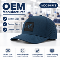 Casquette de baseball unisexe ajustable à visière incurvée, respirante, perforée au laser, bleu aqua, avec patch en caoutchouc motif vague de palmier, pour l'extérieur