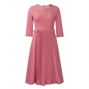 Nuevo Vestido Elegante Plisado de Color Sólido para Oficina, Talla Grande - Product Image 2