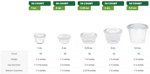 Mini Plastic Disposable Sauce Cup With Lid Plastic 0.5oz 0.75oz 1oz 1.25oz 1.5oz 2oz Portion Cups With Lids
