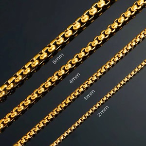 1 pièce, chaîne en acier inoxydable de couleur or, épaisseur 2 mm/3 mm/4 mm/5 mm, collier classique à maillons pour homme et femme - Product Image 2