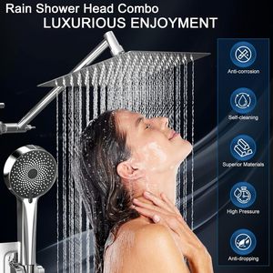 Ensemble <span class=keywords><strong>de</strong></span> douche pluie et douchette à main, douche pluie haute pression réglable <span class=keywords><strong>de</strong></span> 10 pouces avec bras d'extension et tuyau <span class=keywords><strong>de</strong></span> 60 pouces, argent - Product Image 1