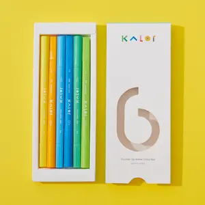 KACO KALOR Lemon Mint Art Marker Pens 6 Warna Cerah Ujung Ganda Pena Lukisan Tinta Berbasis Air Dapat Dicuci Cat Air Brush Pen