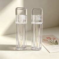 Nouveau tube de brillant à lèvres carré rond transparent de luxe en PETG, étiquetage personnalisé, conteneur vide de 5 ml pour blush, emballage