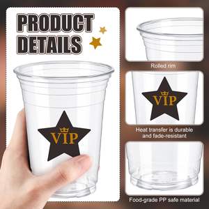 50 vasos desechables de plástico transparente de 12oz para películas de cócteles y temas nocturnos de 90mm de diámetro para actividades y fiestas VIP de Graduación - Product Image 3