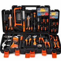 Kit d'outils en acier au carbone avec clé à molette, tournevis, règle droite, emballé dans un étui de rangement rigide