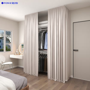 Haut de gamme personnalisable promenade dans le placard garde-robe fil étagère organisateur anti-poussière réglable plusieurs couleurs rideaux - Product Image 3