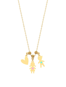 Collar con Colgante de Corazón con Siluetas de Niños en Acero Inoxidable 316L Chapado en Oro de 18K Jietao, Joyería Sentimental con Corazón Esmaltado Personalizado para Mujer - Product Image 1