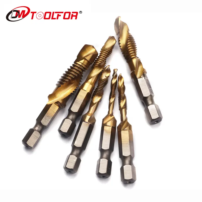 DM Tools China Bor Kombinasi Spiral Tap Metric Thread Drill Bit untuk Mesin