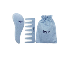 Kit de brosses à cheveux en paille les plus vendues, brosse à cheveux manuelle pour le cuir chevelier, peigne démêlant à dents larges, poignée en paille imperméable, brosse à marque privée