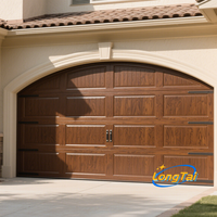 LONG TAI Porte de garage en alliage d'aluminium, Faux cèdre-16x7ft Double, isolée, grain de bois Mimic
