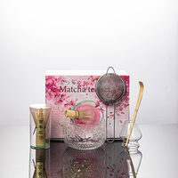 Support de bol à matcha en verre style Japandi, qualité alimentaire, écologique, résistant à la chaleur, logo personnalisé, emballage sûr, ensemble café et thé