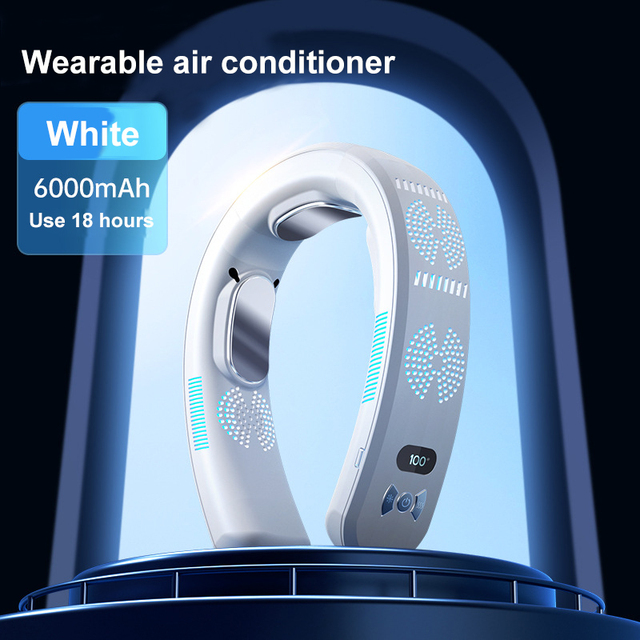 60000mAh Hands-free Bladeless Neck Hanging Fan for Outdoor Sports Factory Price Rechargeable USB Cooling Neck Fan