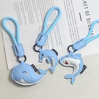Porte-clés créatif en cuir PU motif dauphin et baleine, mignon avion et bus, breloque de sac pour couple, pendentif de haute qualité 4cm*5cm, petit cadeau