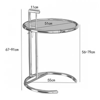 Table basse/d'appoint convertible de style moderne en acier inoxydable et verre à hauteur réglable Meubles de maison portables pour le salon