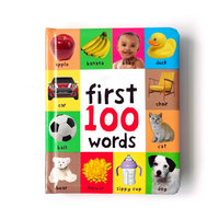 Livre pour bébé personnalisé avec impression personnalisée, les 100 premiers mots sur les animaux, éducation, couverture rigide, livre cartonné