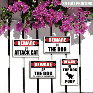 Set di Targhe in Metallo Divertenti 'Fai Attenzione <span class=keywords><strong>al</strong></span> Cane' Decorazione Rustica per Giardino e Cortile - Product Image 4