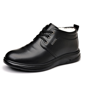 Bottes d'hiver pour hommes en cuir véritable, bout rond, doublure en fourrure, semelle en caoutchouc antidérapante, bottes chaudes pour la neige - Product Image 5