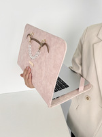Sac pour ordinateur portable tendance pour femme, en cuir véritable fin, avec poignée perlée, grande capacité, étanche, compatible MacBook Air Pro 15 OEM