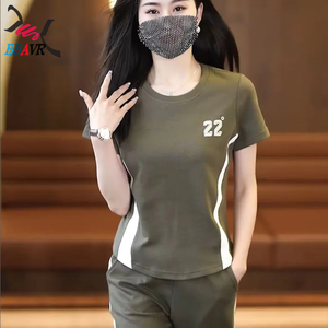 <b>Women</b> Casual Jogging <b>Running</b> Knit T-shirt Pant Sets Girls Female Summer Autumn Sports 2 Piece Sets - Product Image 3